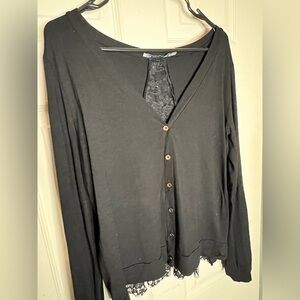 RPS Addict Black Lace Trim Cardigan, Large
